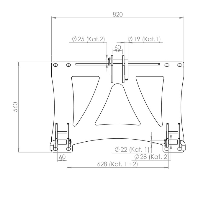 Attachment bracket fits Three-point linkage, bolt-on